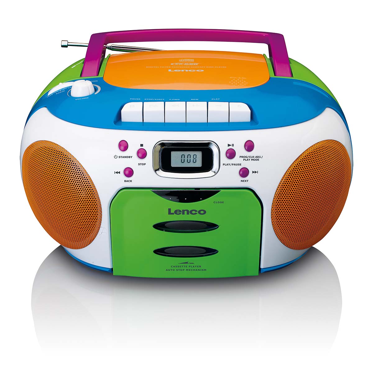 Lenco - Bærbar radio med cd og kassette Kids Multi Colour - SCD-971