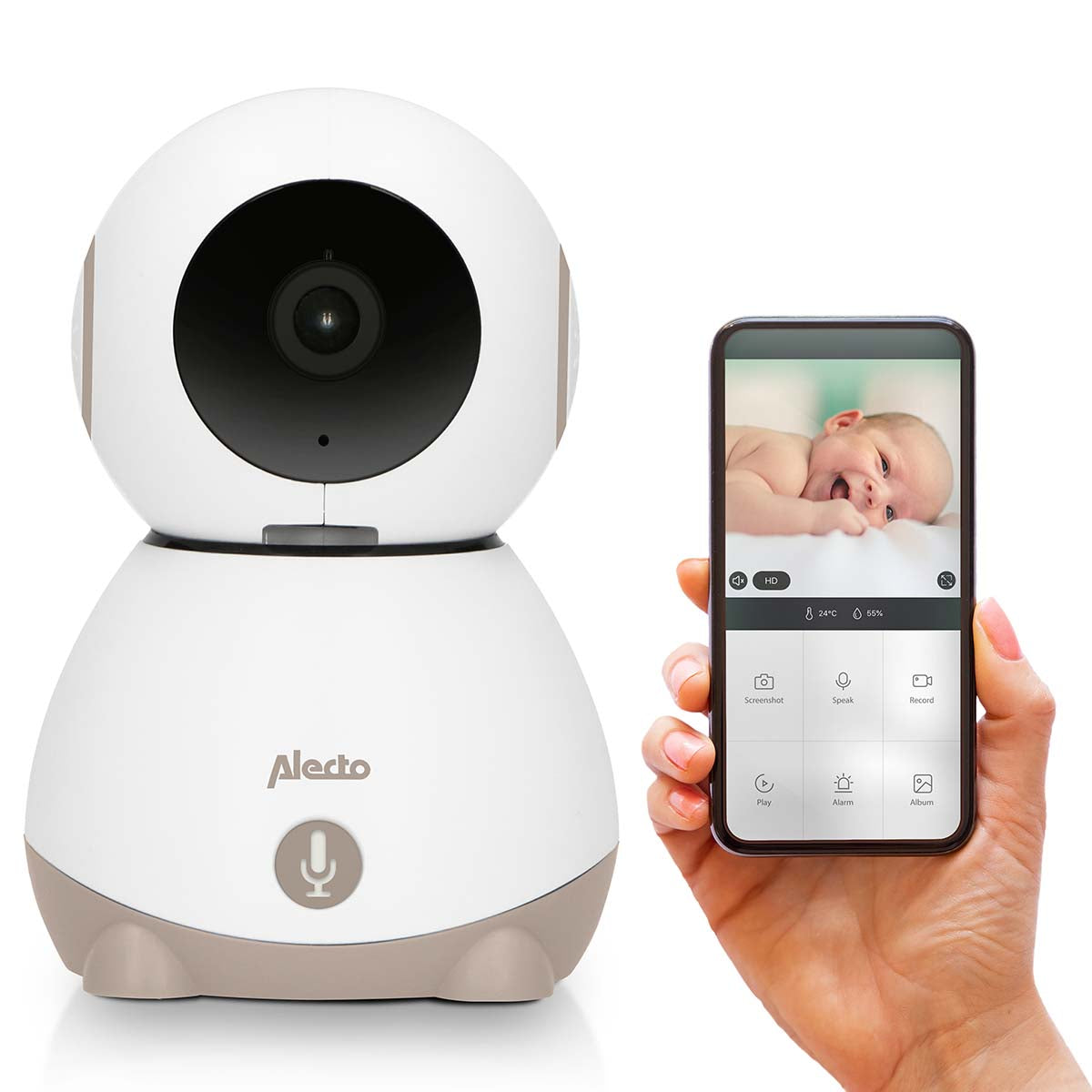 Alecto - WiFi-babyalarm med kamera Hvid/Taupe