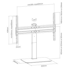 Nedis TVSM2040BK Fast TV Stand 37 - 70 " | Maksimal vægt: 40 kg | Justerbare forudfastsatte højder | Hærdet Glas / Stål | Sort