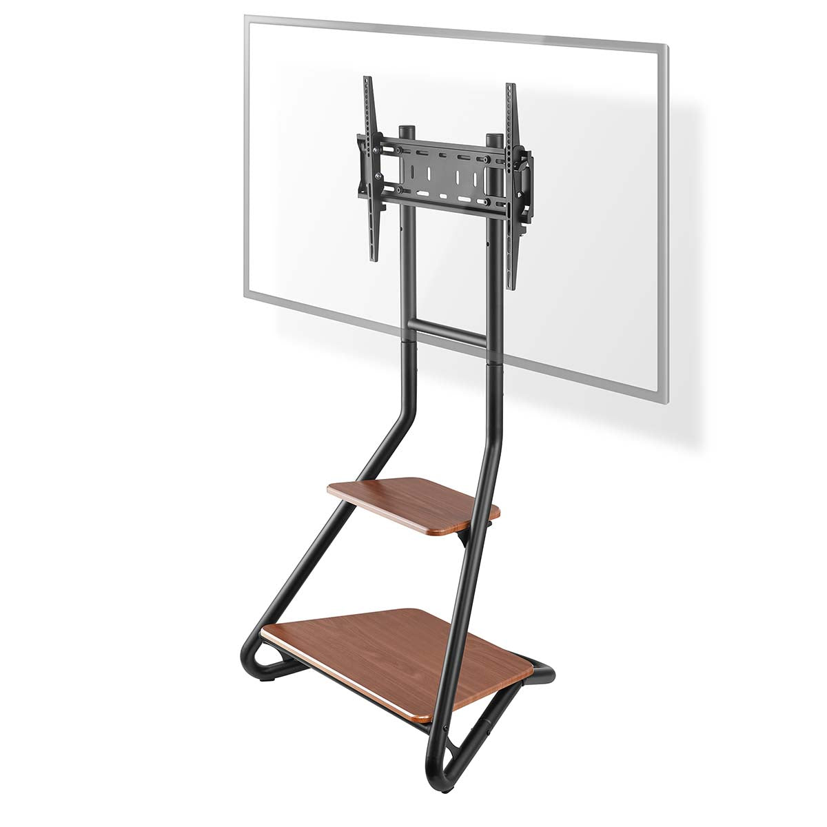 Nedis - TV Gulv Stand | 37 - 75 " | Maksimal vægt: 40 kg | Bauhaus Design | Justerbare forudfastsatte højder | MDF / Stål | Brun / Sort - TVSM6200BK