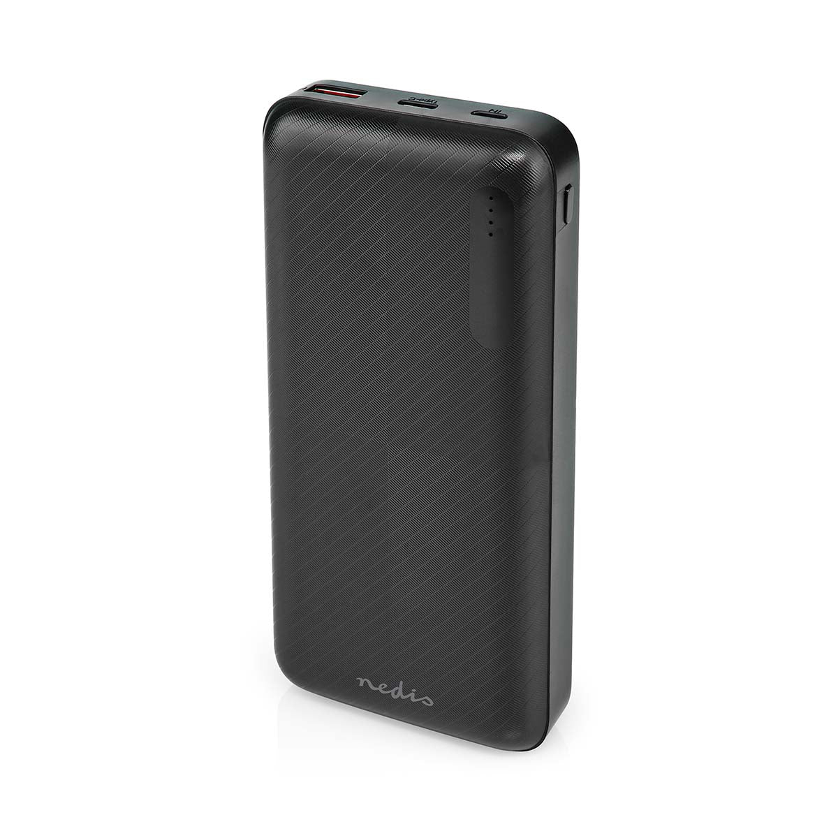 Nedis - Powerbank | 20000 mAh | 1.5 / 2.0 / 3.0 A | Antal output: 2 | Output tilslutning: 1x USB-A / 1x USB-C™ | Input forbindels: 1x Micro USB / 1x USB-C™ | PD2.0 18W | Lithium-polymer - UPBKPD20000BK