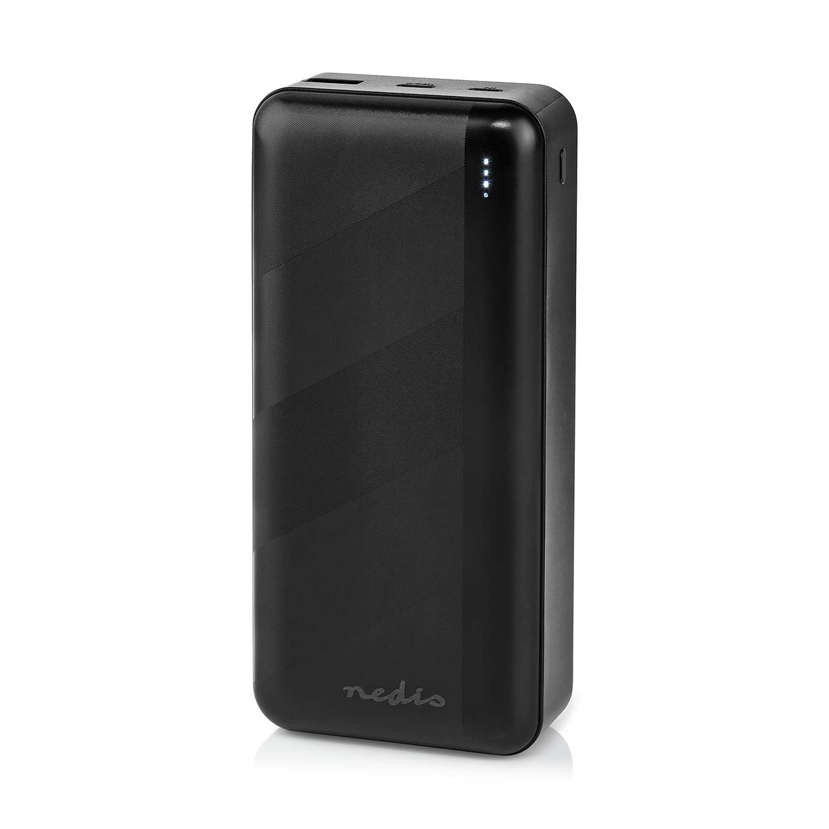 Nedis - Powerbank | 30000 mAh | 1.5 / 2.0 / 3.0 A | Antal output: 2 | Output tilslutning: 1x USB-A / 1x USB-C™ | Input forbindels: 1x Micro USB / 1x USB-C™ | PD3.0 20W | Lithium-polymer - UPBKPD30000BK