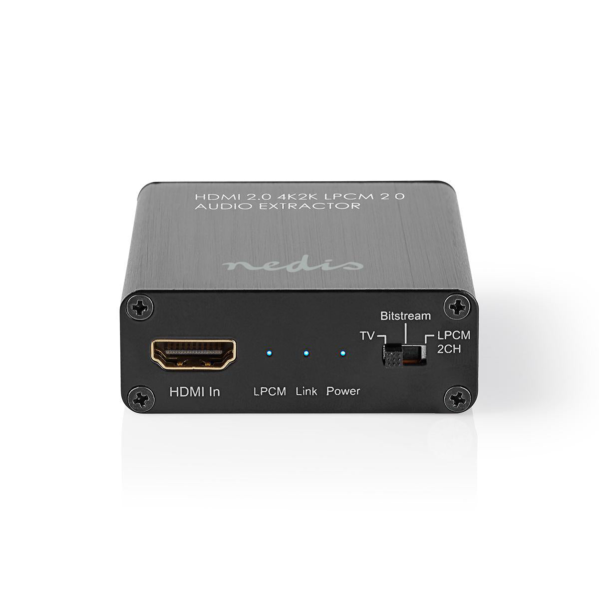 Nedis - HDMI ™ Extractor | HDMI™ Input | TosLink Female / 1x 3.5 mm / 1x HDMI™ Output | Maksimal opløsning: 4K@60Hz | 18 Gbps | Metal | Antracit | Gaveæske - VEXT3470AT