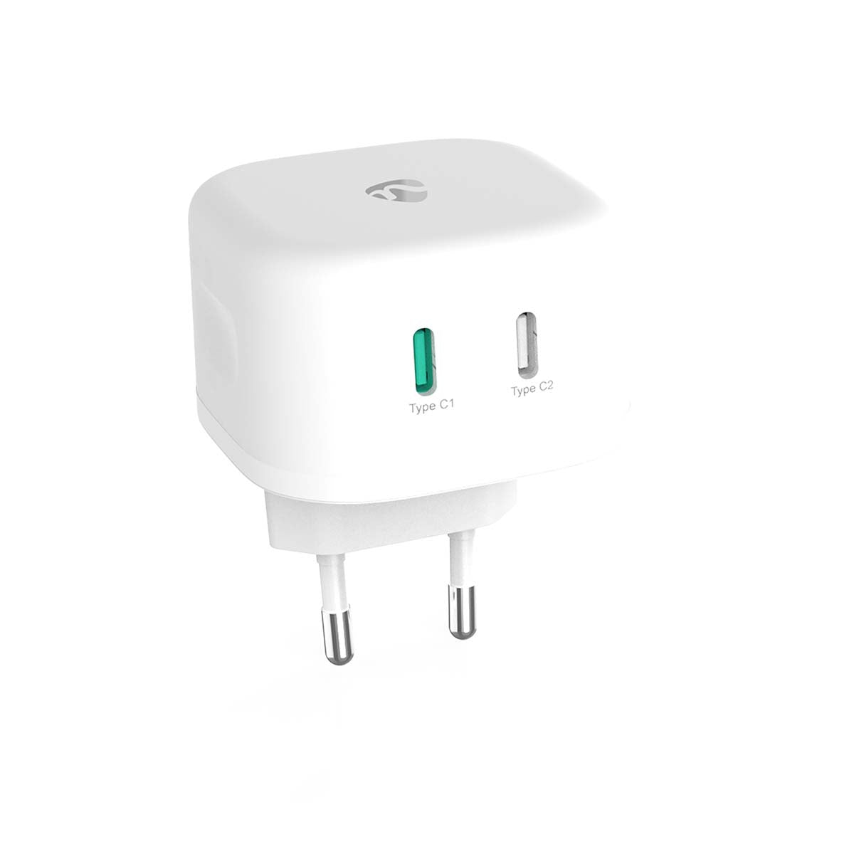 Nedis - Vægoplader | 45 W | GaN | Hurtigopladningsfunktion | 2.25 A / 3.0 A | Antal output: 2 | 2x USB-C™ | Automatisk Valgt Spænding - WCGPD45W100WT