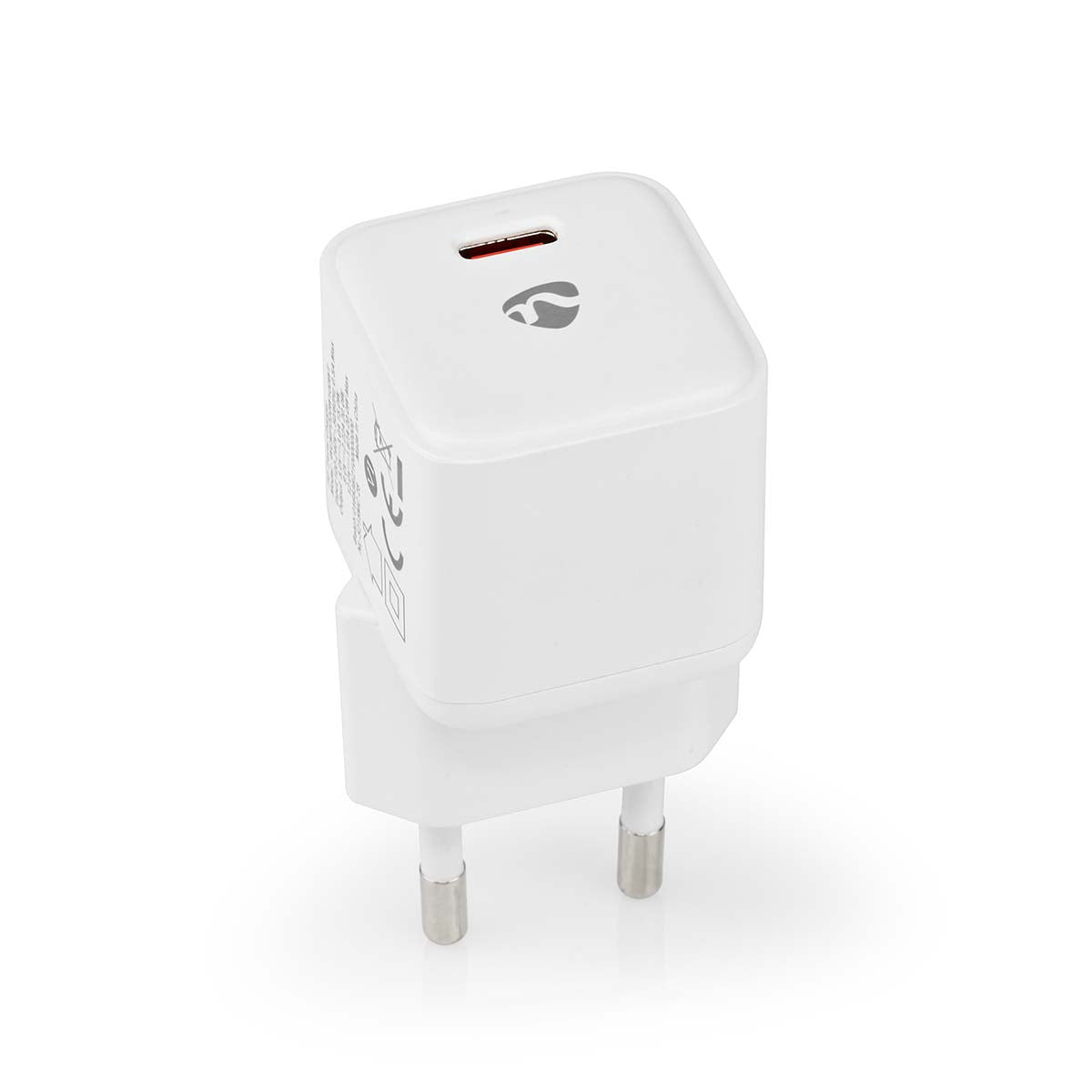 Nedis - Vægoplader | 20 W | Hurtigopladningsfunktion | 1.67 A / 2.22 A / 3.0 A | Antal output: 1 | USB-C™ | Automatisk Valgt Spænding - WCMPD20W100WT