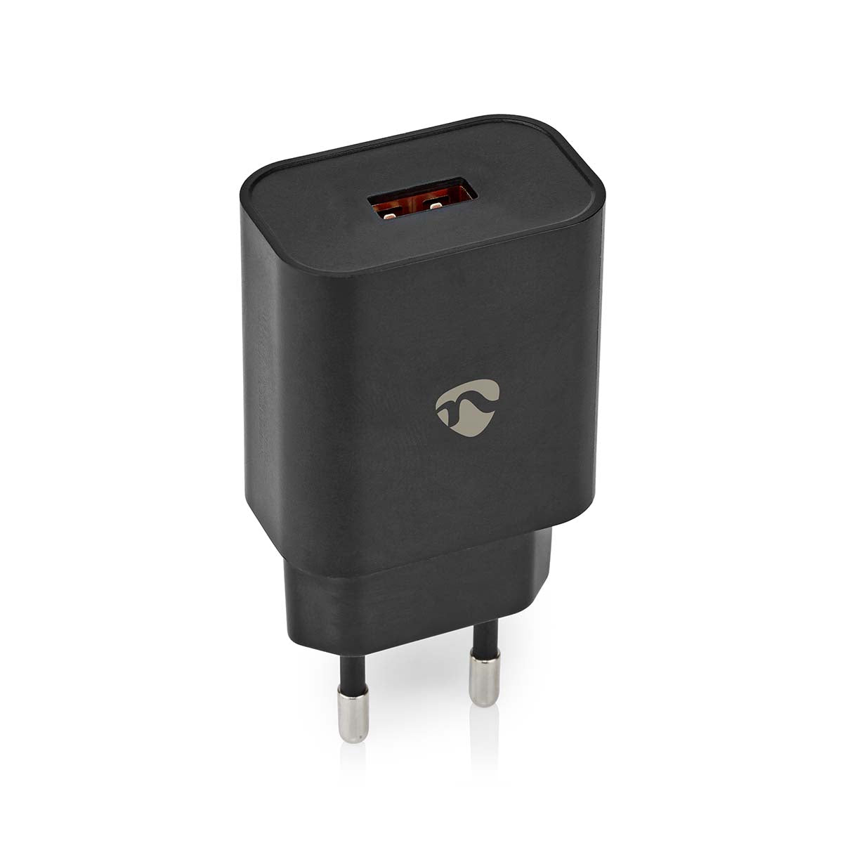 Nedis - Vægoplader | 18 W | Hurtigopladningsfunktion | 1.5 / 2.0 / 3.0 A | Antal output: 1 | USB-A | Uden Kabel | Automatisk Valgt Spænding - WCQC302ABK