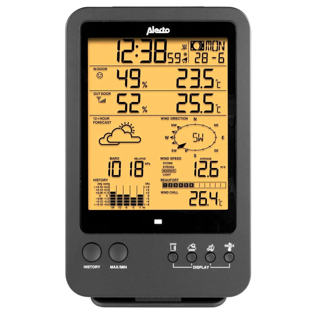 Alecto - WS-4700 Professionel vejrstation med trådløs sensor sort