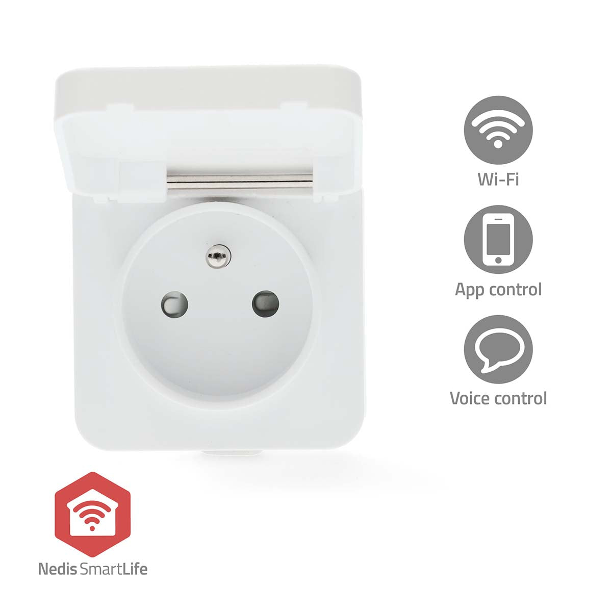 Nedis - SmartLife Smart Plug | Zigbee 3.0 | IP44 | Effektmåler | 3680 W | France / Type E (CEE 7/6) | 0 - 55 °C | Android™ / IOS | Hvid | 1 stk. - ZBPO130EWT