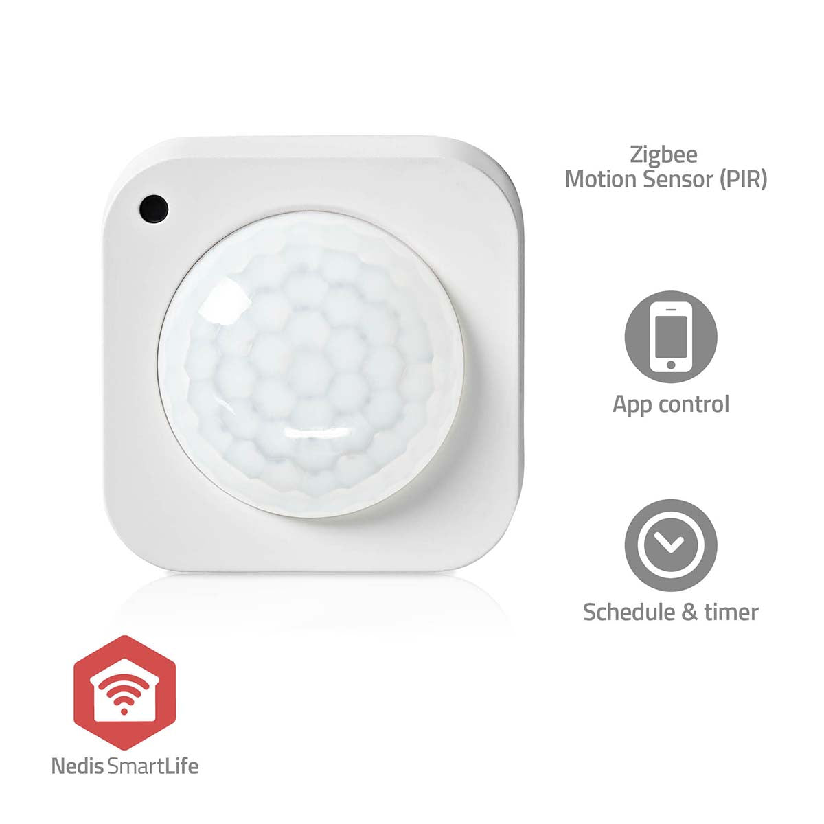 Nedis - SmartLife Bevægelses Sensor | Zigbee 3.0 | Batteri / USB Drevet | Detektorvinkel: 100 ° | Detektorområde: 7 m | Maks. batteritid: 24 Måned | Hvid - ZBSM20WT