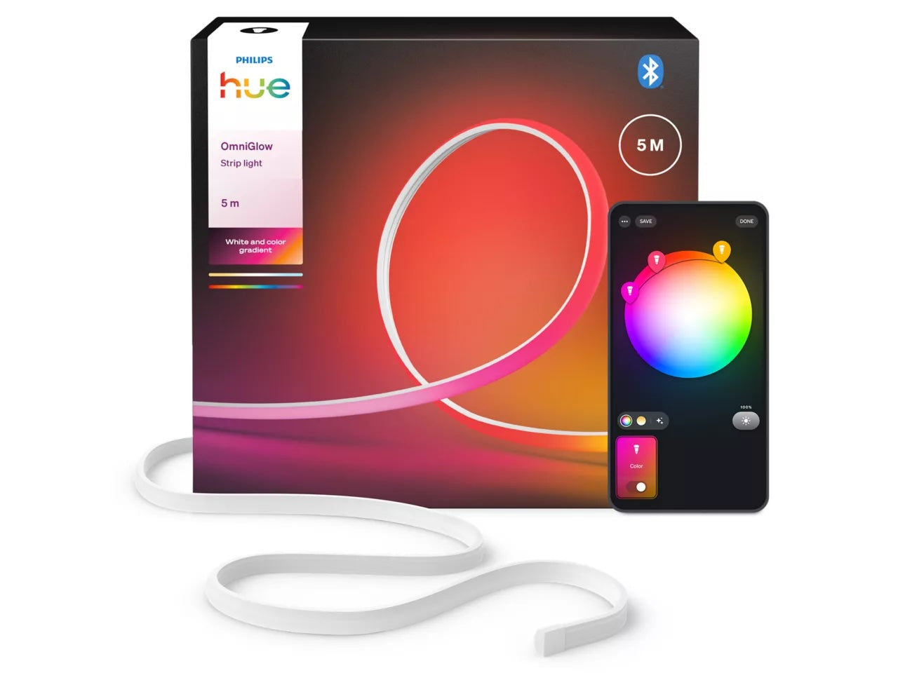 Philips Hue OmniGlow LED strip, 5 m med ensartet lys uden synlige LED-pletter