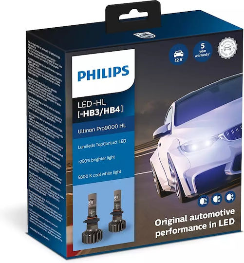 Philips 11342U90CWX2 Ultinon Pro9000 H4 LED-pærer 2-pak