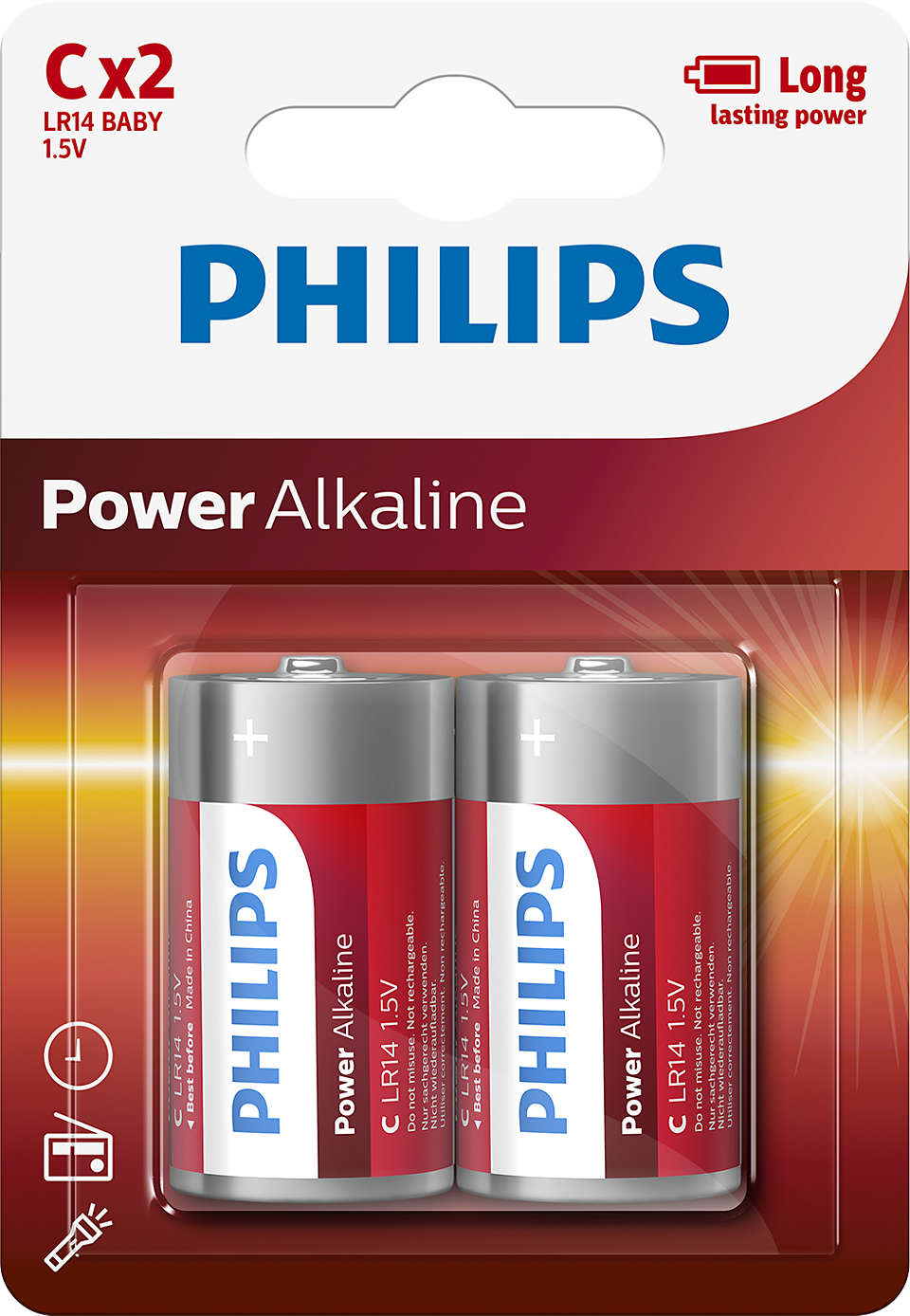 Philips LR14P2B/10 Power Alkaline C Batteri 2-stk