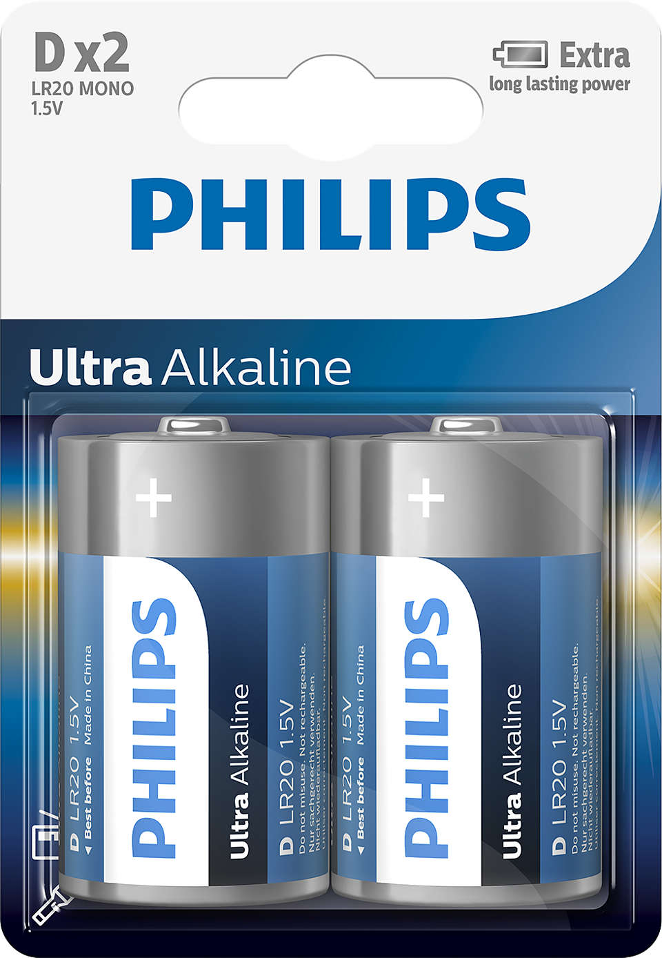 Philips LR20E2B/10 Ultra Alkaline D Batteri 2-stk