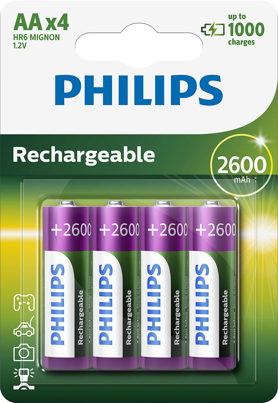 Philips R6B4B260/10 Genopladlig Batteri AA 2600 mAh 4-stk